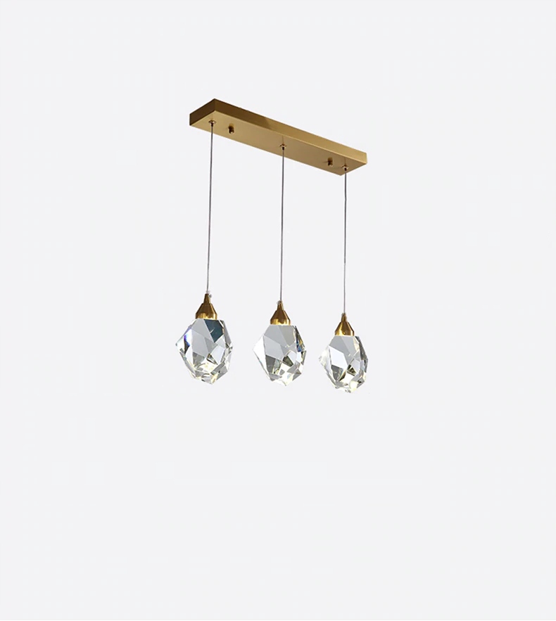 LAMPA WISZĄCA, SUFITOWA, KRYSZTAŁ, MOSIĄDZ 3LED