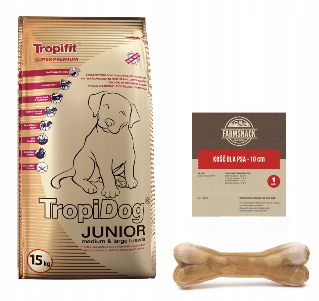 TROPIDOG Premium junior indyk 15kg +FarmSnack