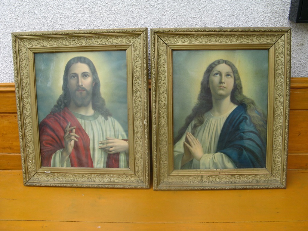 DWA PIĘKNE STARE OBRAZY RELIGIJNE,CENA ZA DWA