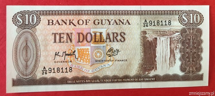 Guyana - 10 dolarów stan UNC dla WOŚP