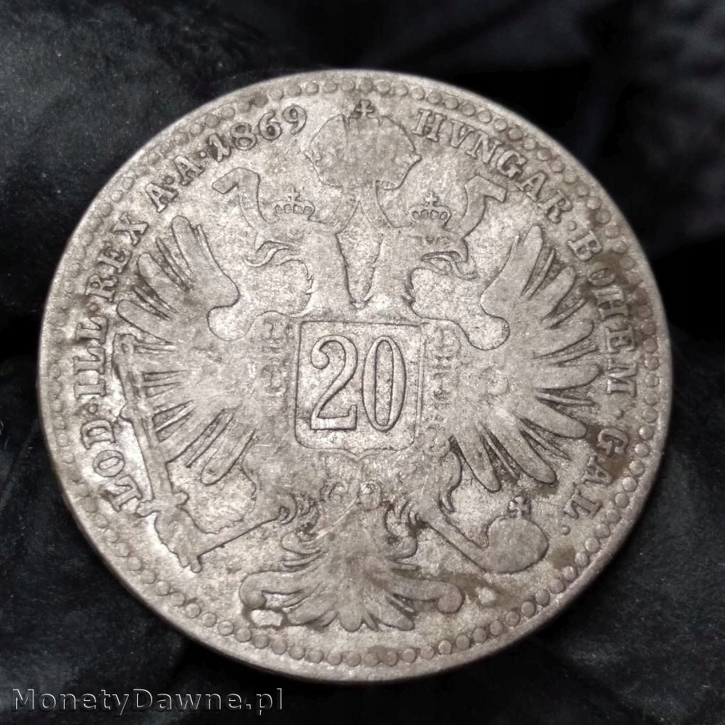 20 krajcarów 1869, Franciszek Józef I, Austria