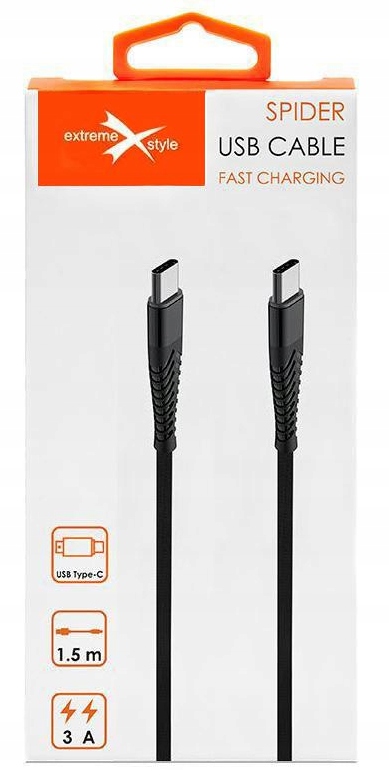 Kabel Spider USB typ-c typ-c 1,5m czarny