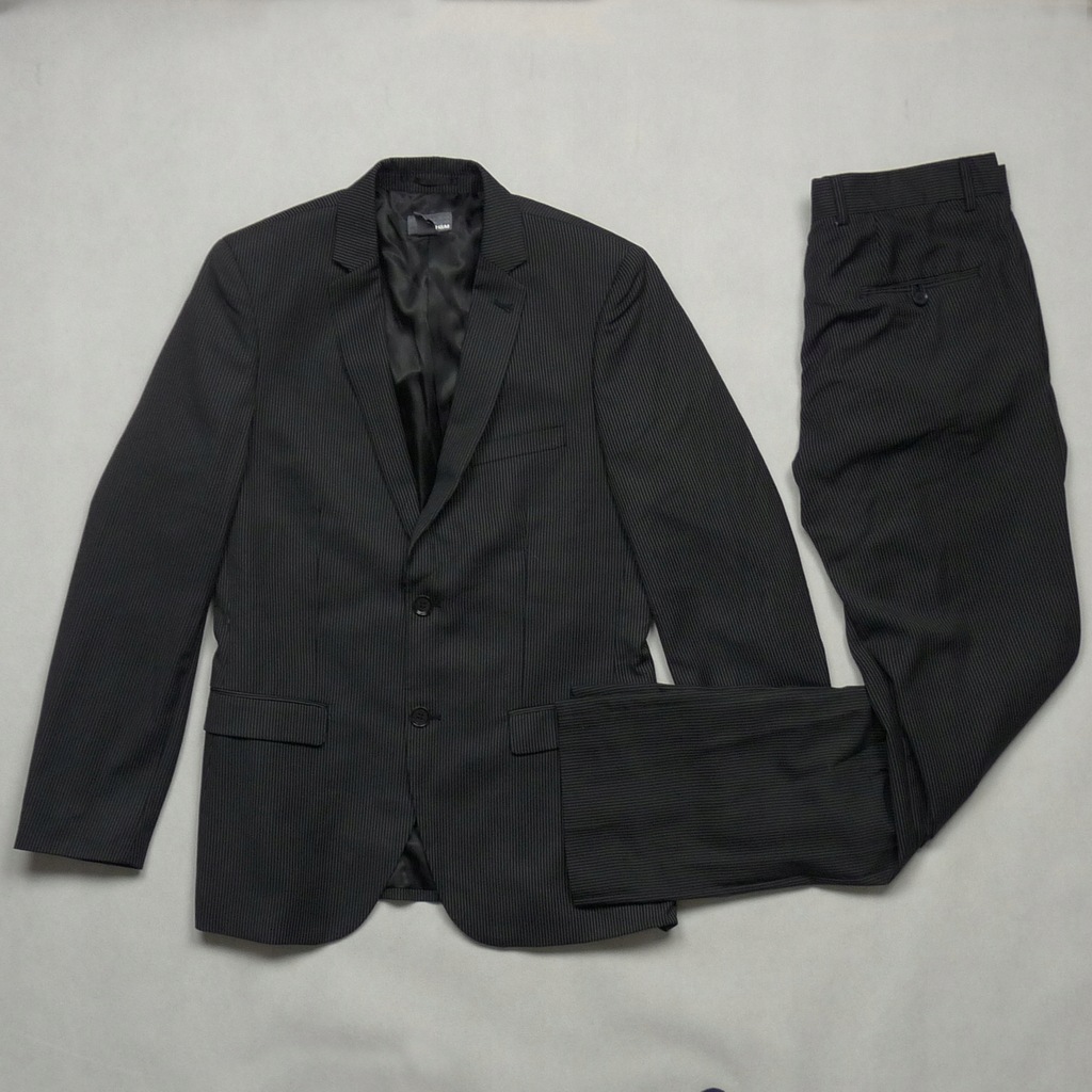 H&M czarny garnitur w paski 48 M