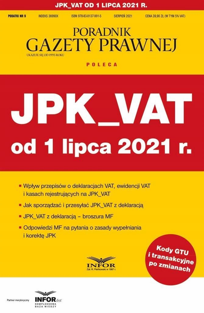 JPK_VAT OD 1 LIPCA 2021. PODATKI 9/2021