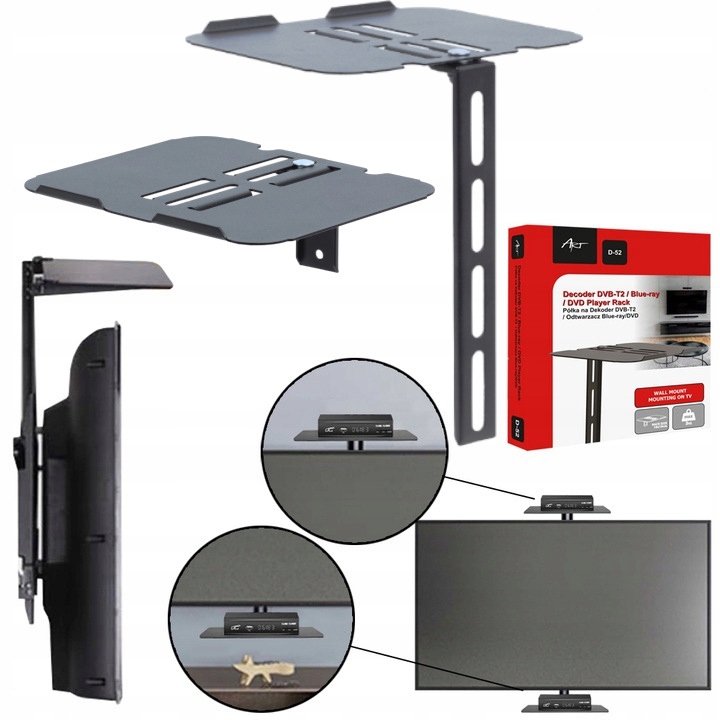 Półka ścienna do TV pod DEKODER TUNER DVB-T DVD