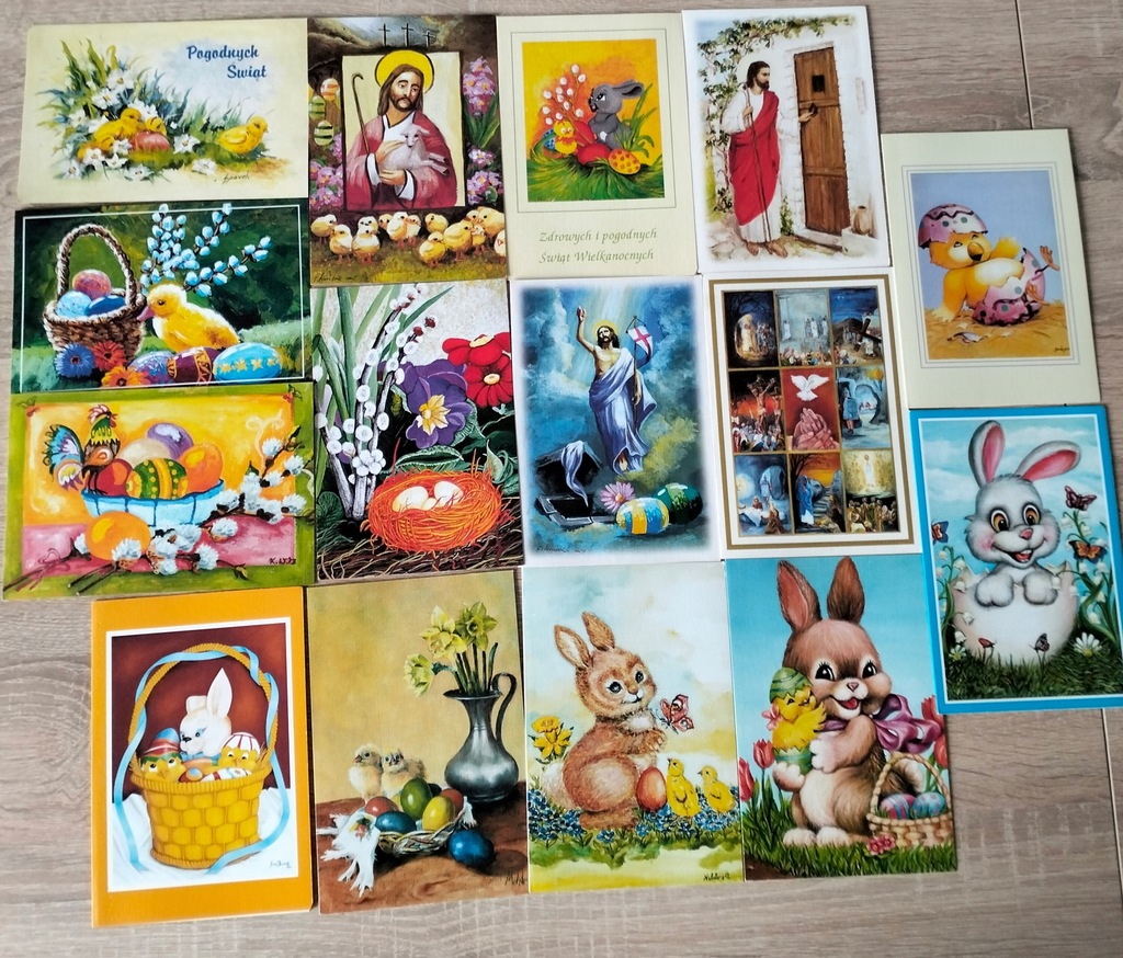 POCZTÓWKI MALOWANE USTAMI - WIELKANOC 15 SZT