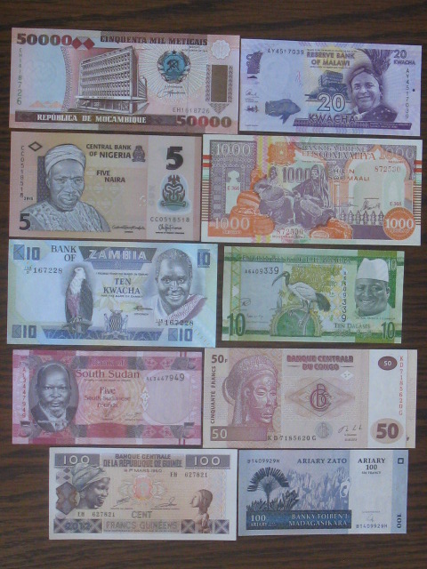 Afryka ZESTAW 10 szt! Banknotów UNC ! Różne Kraje!