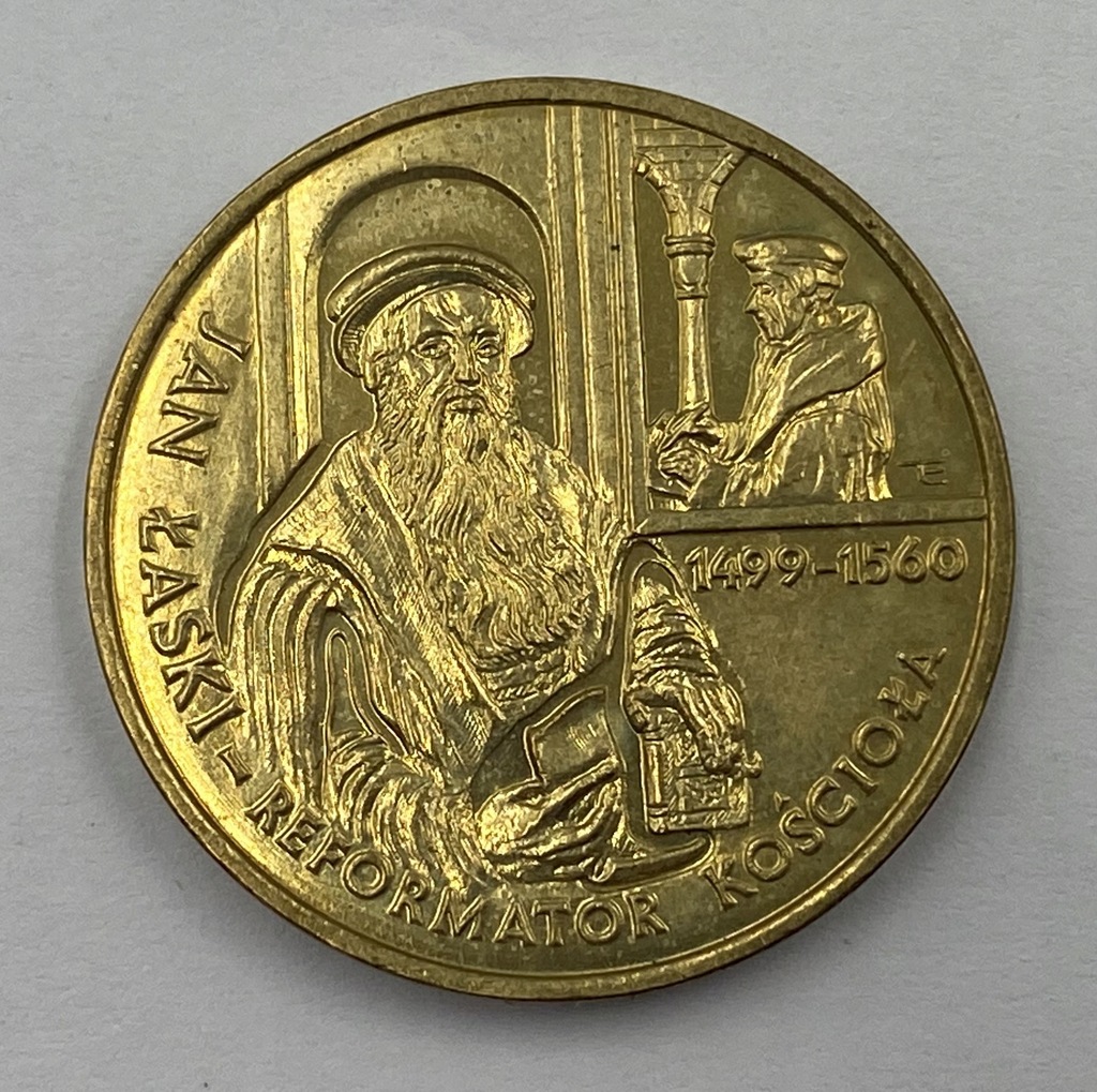 Moneta 2 zł 1999 r. Jan Łaski reformator kościoła