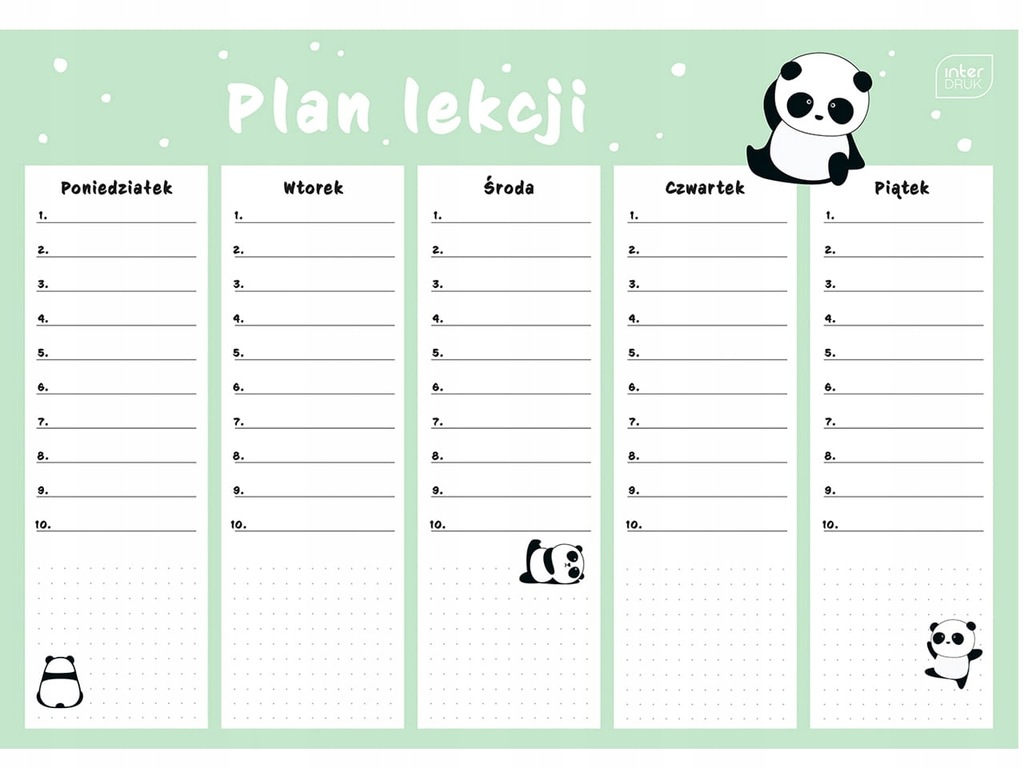 PLAN LEKCJI INTERDRUK A4 PANDA