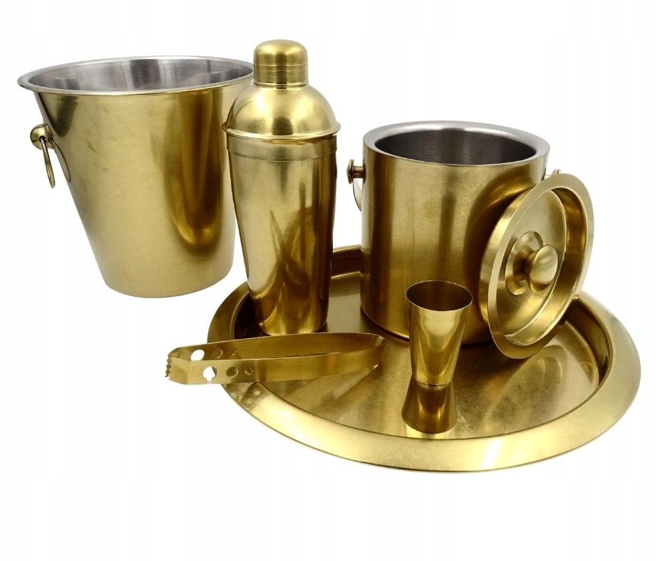 Ekskluzywny zestaw barmański 6 elementów złoty VG