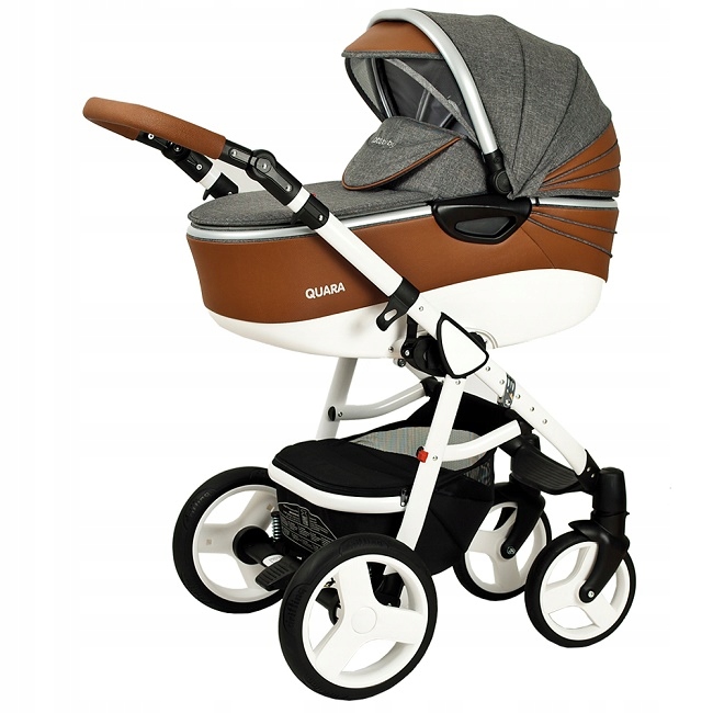 Coto Baby Wózek 2 W 1 Quara Len Grey Eco 25ECO