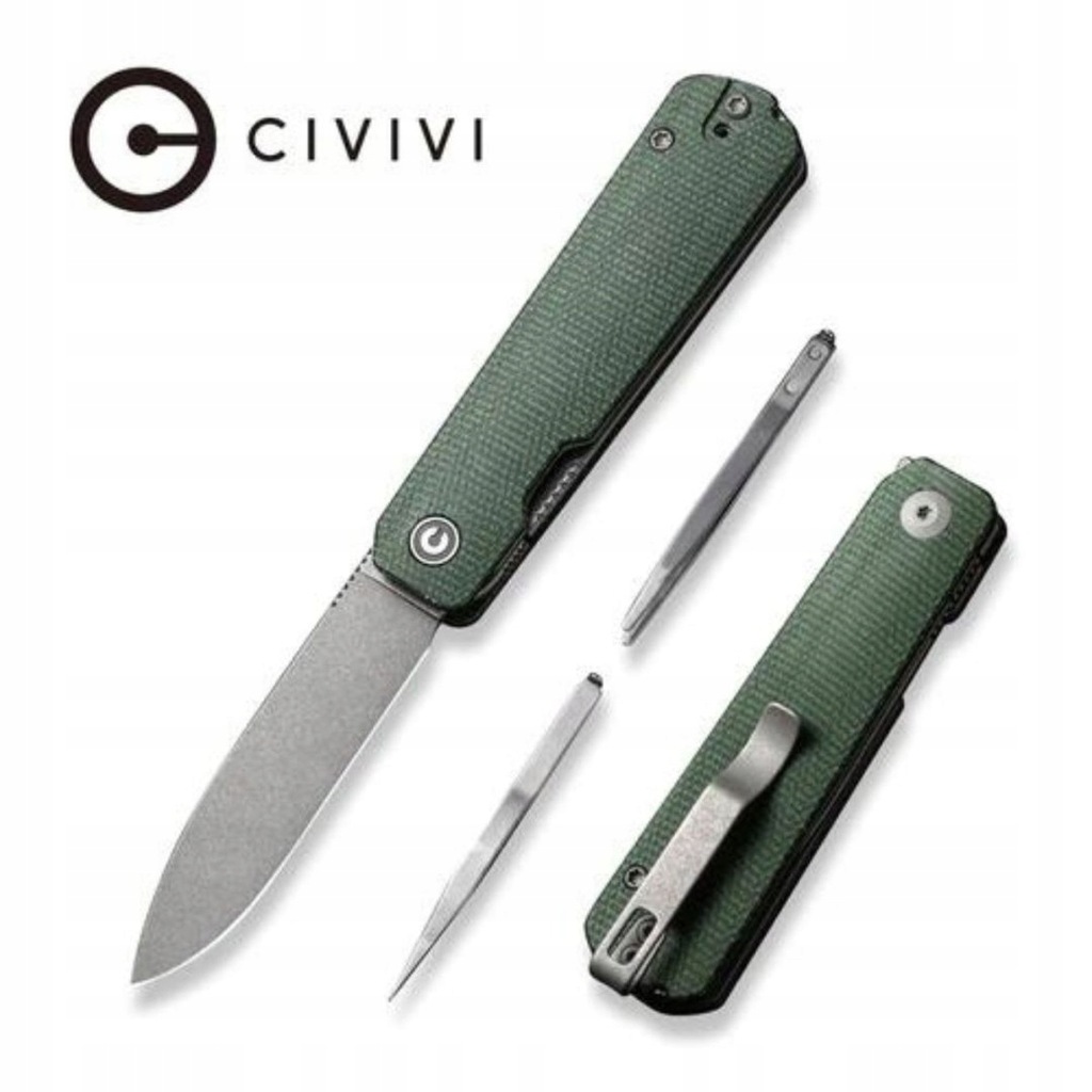 Nóż składany Civivi Sendy Green Canvas Micarta, Gray Stonewashed