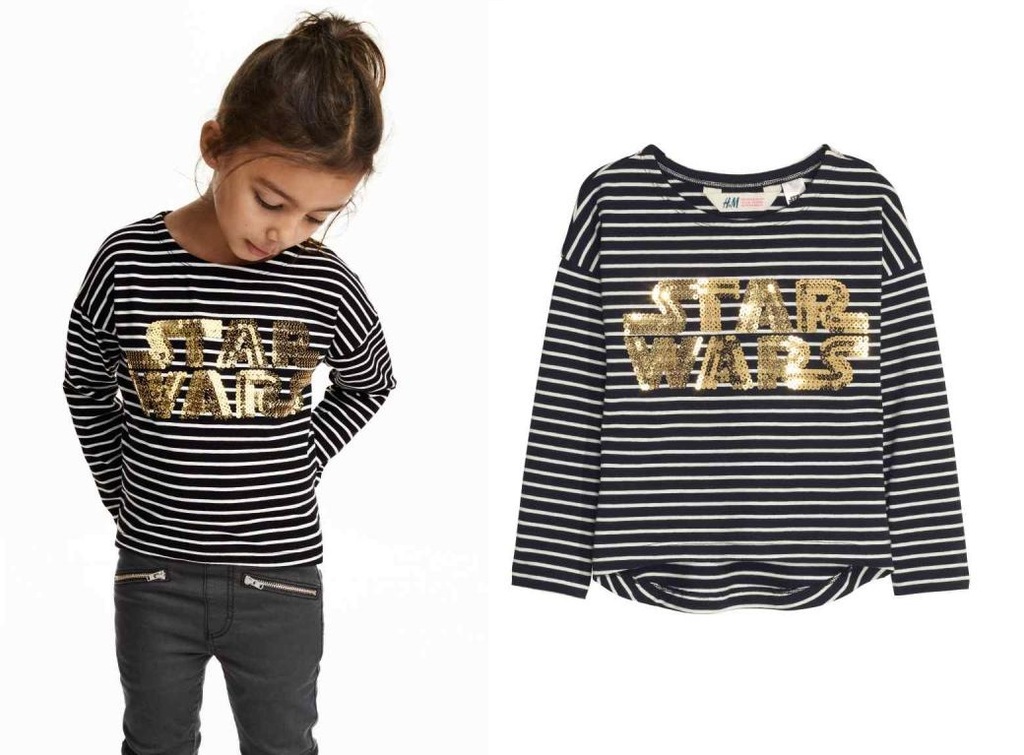 H&M paski nowa STAR WARS cekiny NAPISY 98-104