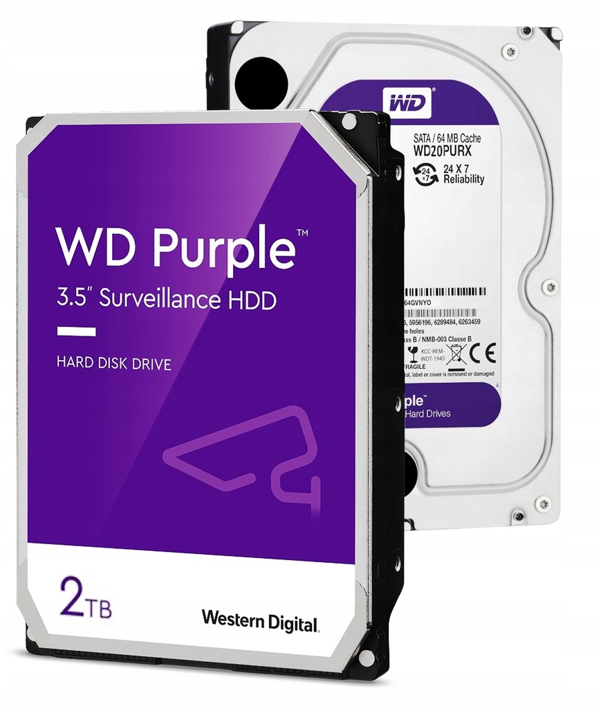 Dysk WD Purple 2TB do monitoringu WD22PURZ SATA