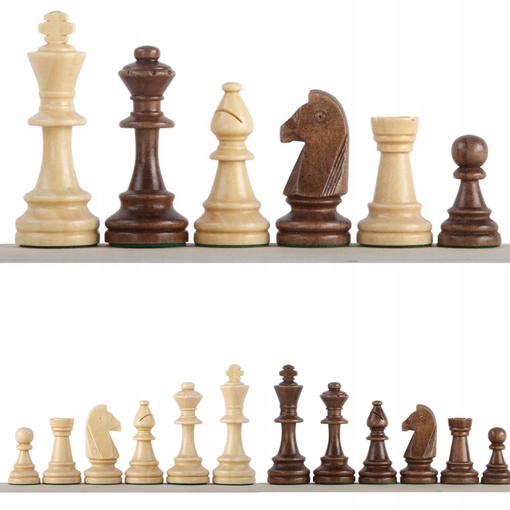 Figury szachowe drewniane - dociążane 99mm Schima
