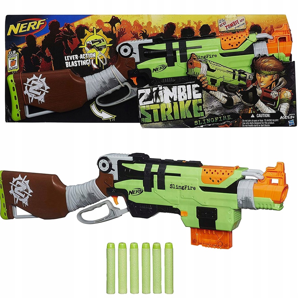 Nerf ZOMBIE STRIKE SLINGFIRE Lever Action Shotgun With 25max N-strike  Magazine