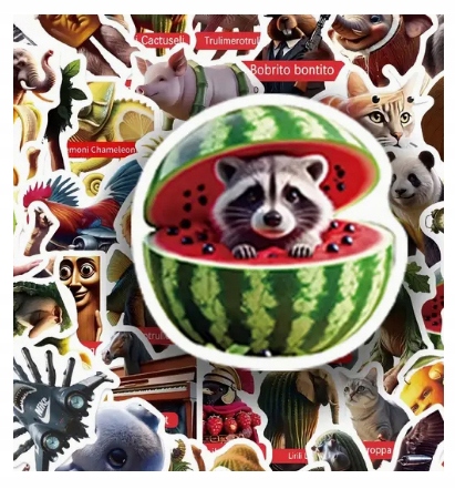 NAKLEJKI WLEPY ŚMIESZNE STICKER MIX WODOODPORNE brainrot 60 szt