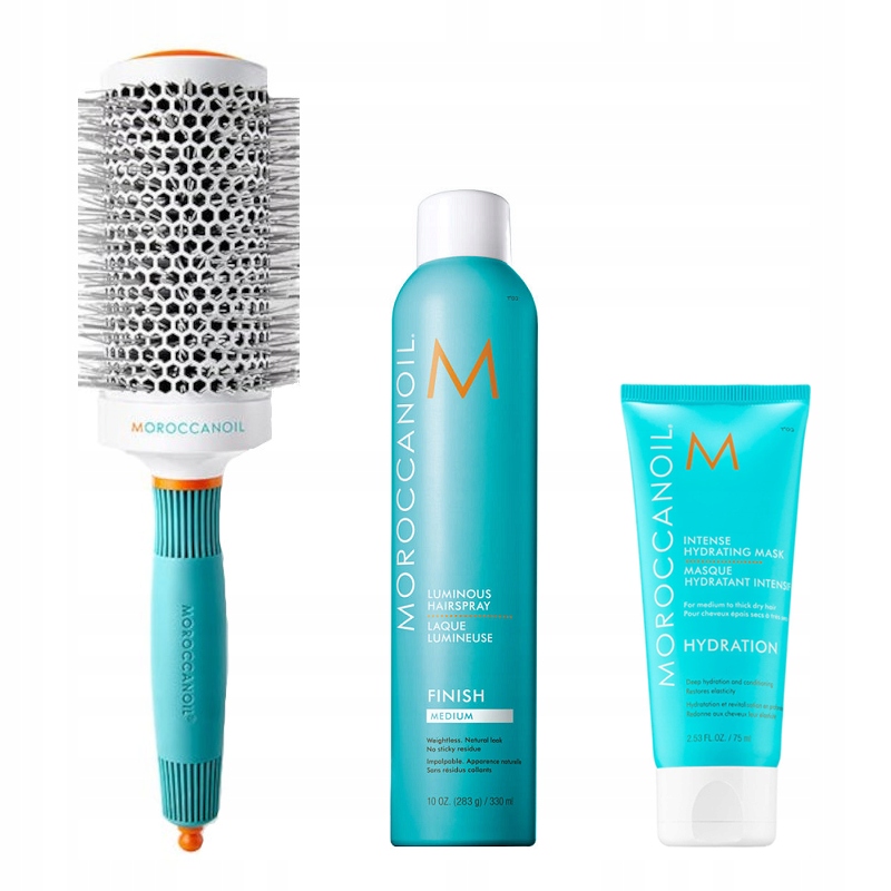 Moroccanoil Ion Ceramic szczotka 55mm + Luminous spray 330 ml + maska 75 ml