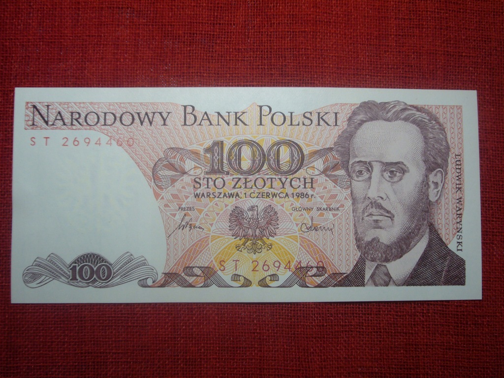 POLSKA PRL 100 zł 1986 seria ST stan UNC