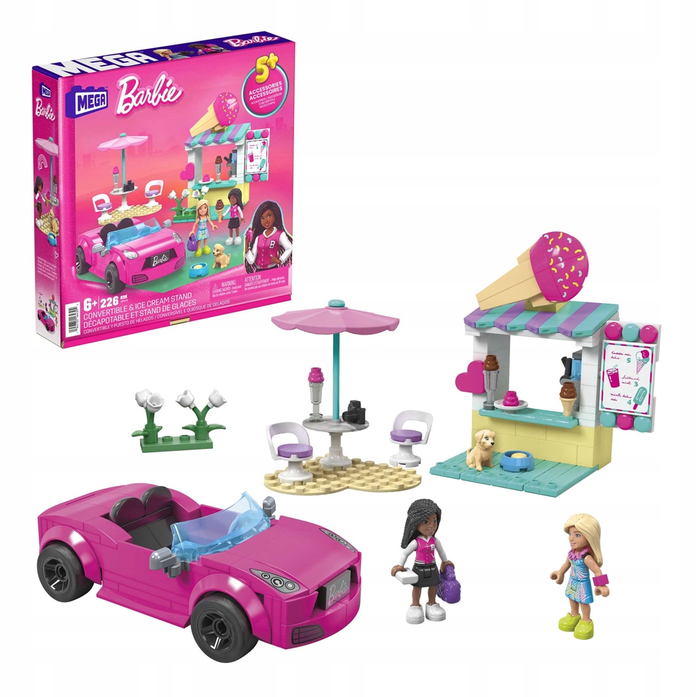 Mega Bloks Barbie Kabriolet i stoisko z lodami