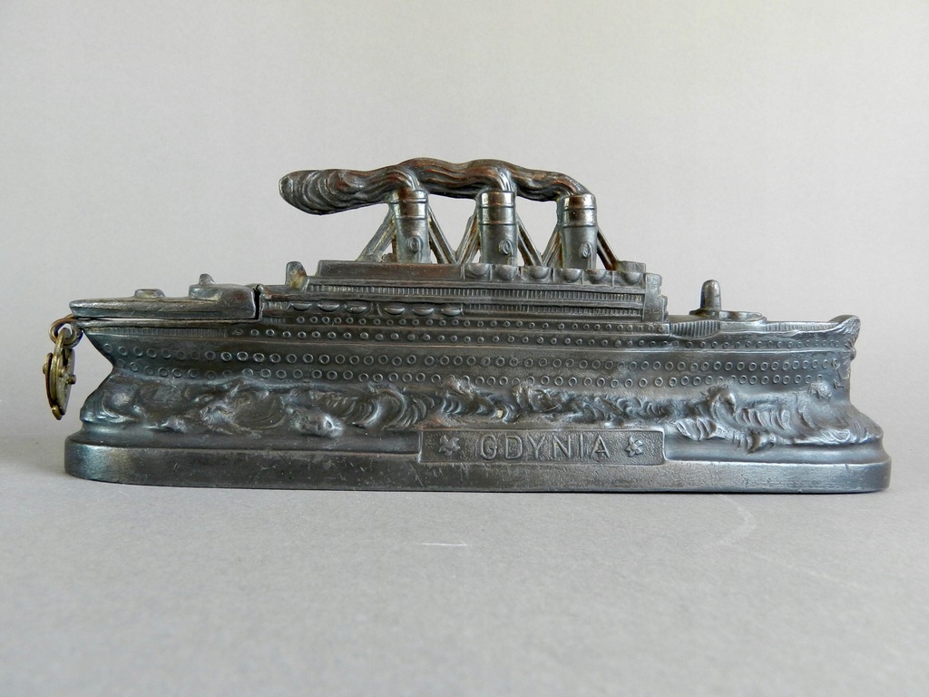 GDYNIA - PRZEDWOJENNA SKARBONKA, STATEK TRANSATLANTYK - ORYGINAŁ II RP