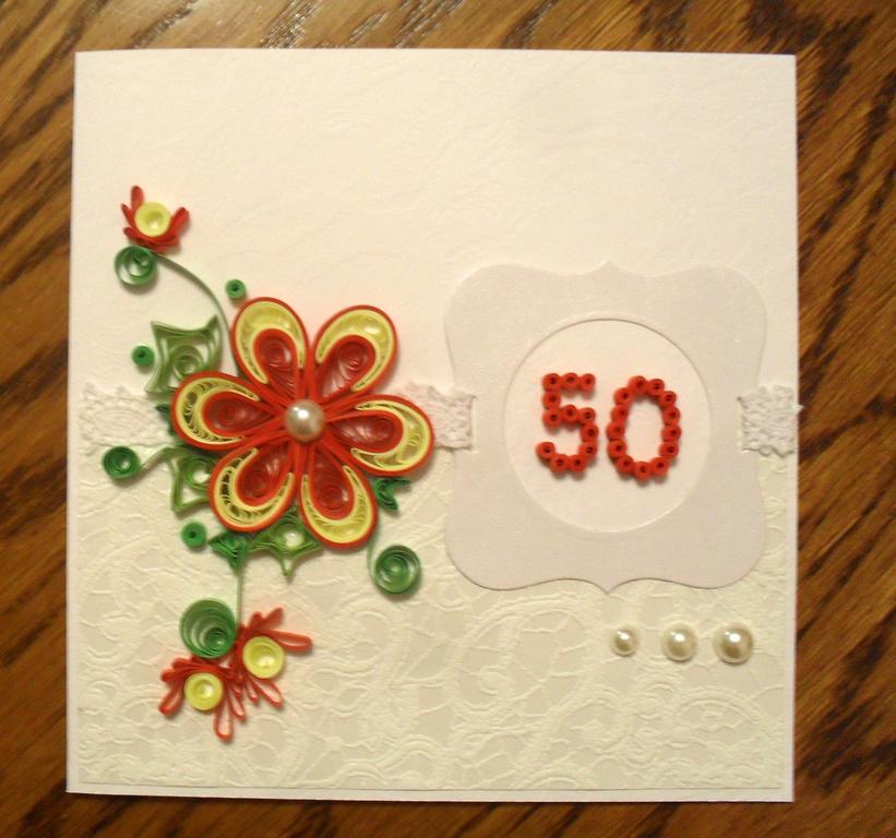 kartka ręcznie robiona urodzinowa quilling 50 lat