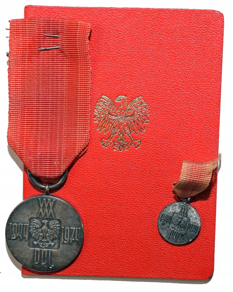 Medal 30 lecia PRL z miniaturką zestaw działaczka PZPR