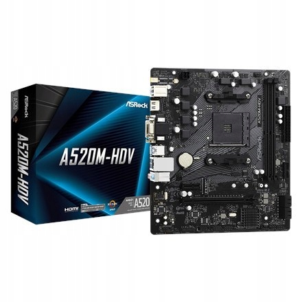 ASRock A520M-HDV Rodzina procesorów AMD, Gniazdo procesora AM4, DDR4 DIMM,