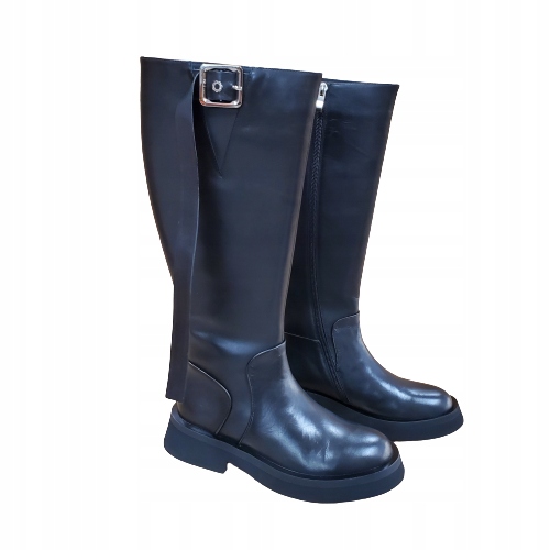 Kozaki Tuffoni obuwie skórzane na platformie czarne r.37