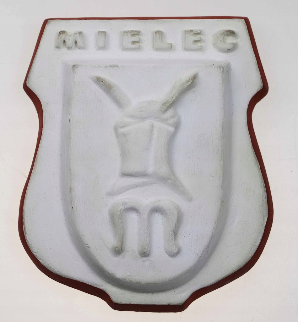 Herb Mielec sprzed 1990 r. płaskorzeźba-odlew gips