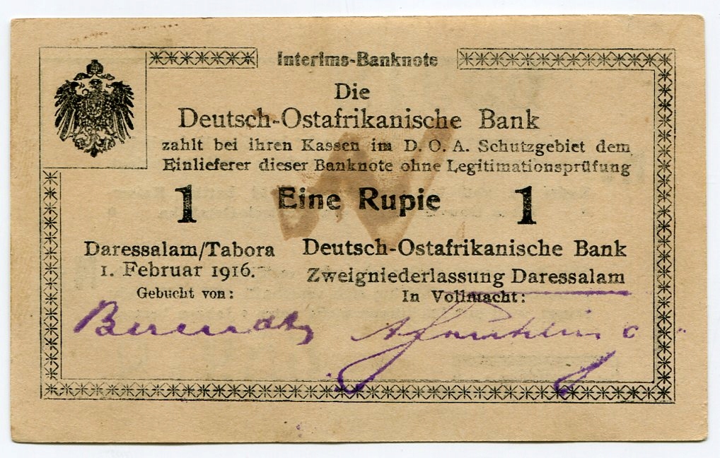 Niemiecka Afryka Wschodnia 1 Rupia DOA 1.2.1916