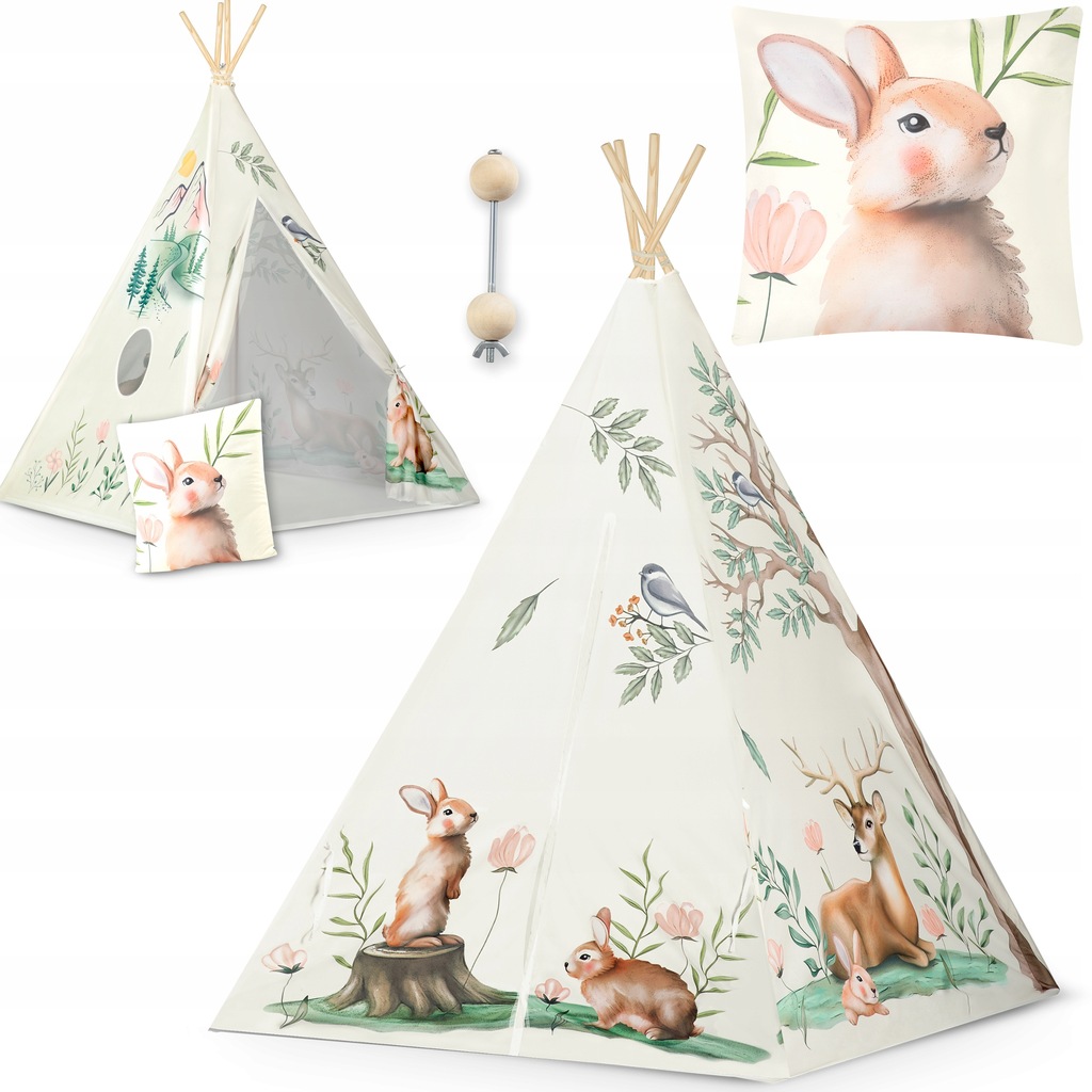 TIPI NAMIOT DLA DZIECI TEEPEE WIGWAM PODUSZKA STABILIZATOR OUTLET