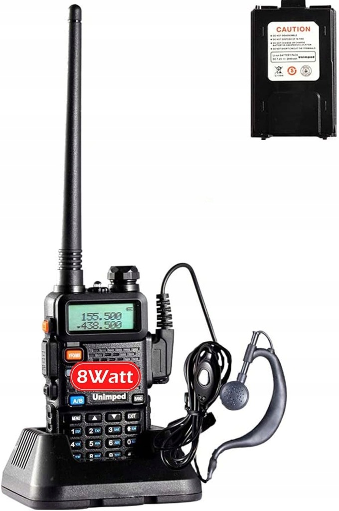 KRÓTKOFALÓWKA DWUZAKRESOWA UNIMPED UV-5R WALKIE TALKIE LED FM ODBIORNIK