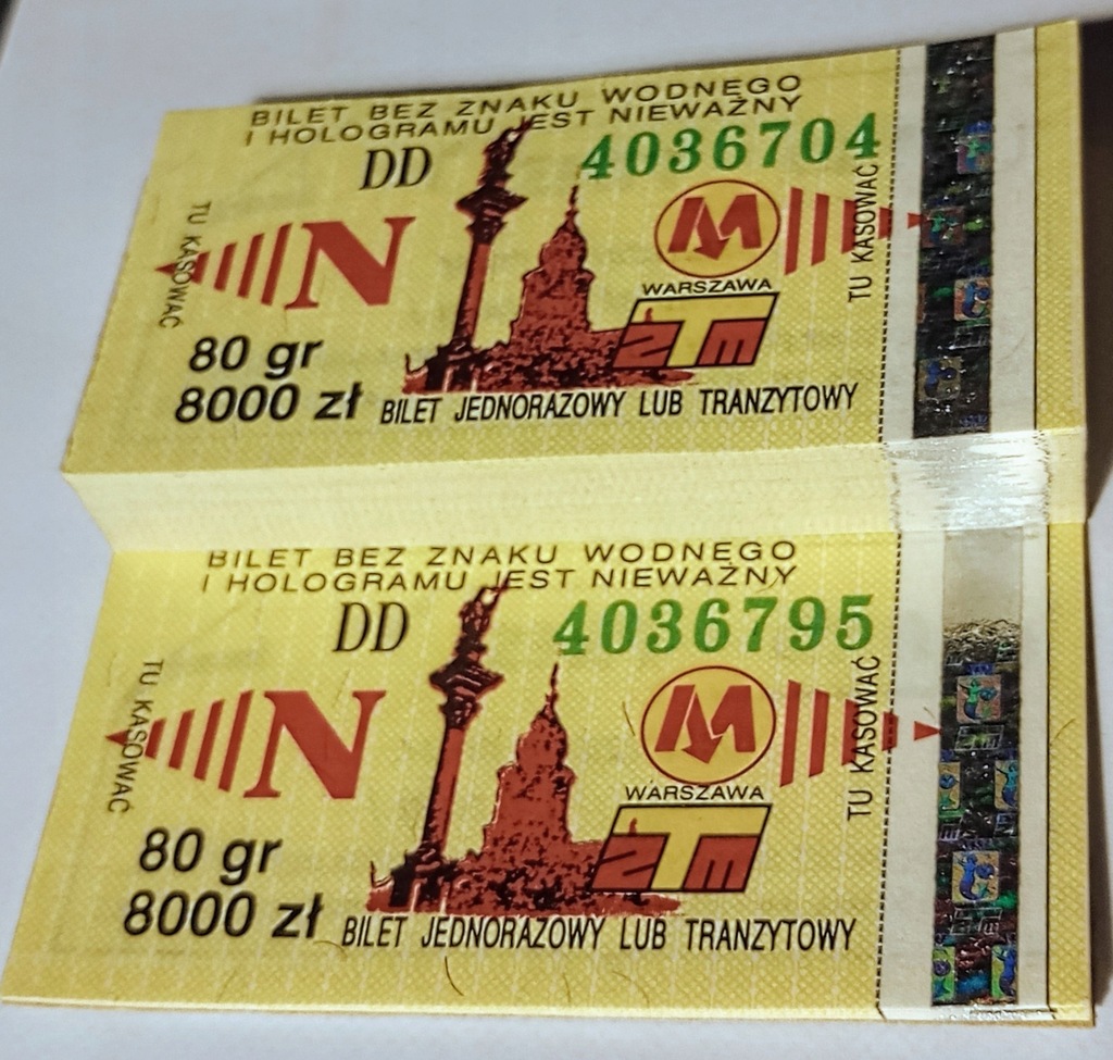 WARSZAWA ZTM Bloczek Bilety FAŁSZYWKI 97 Sztuk.