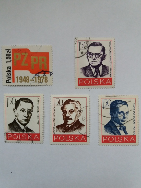 znaczki Fi2450-2454  PZPR+działacze ruchu  1978r.