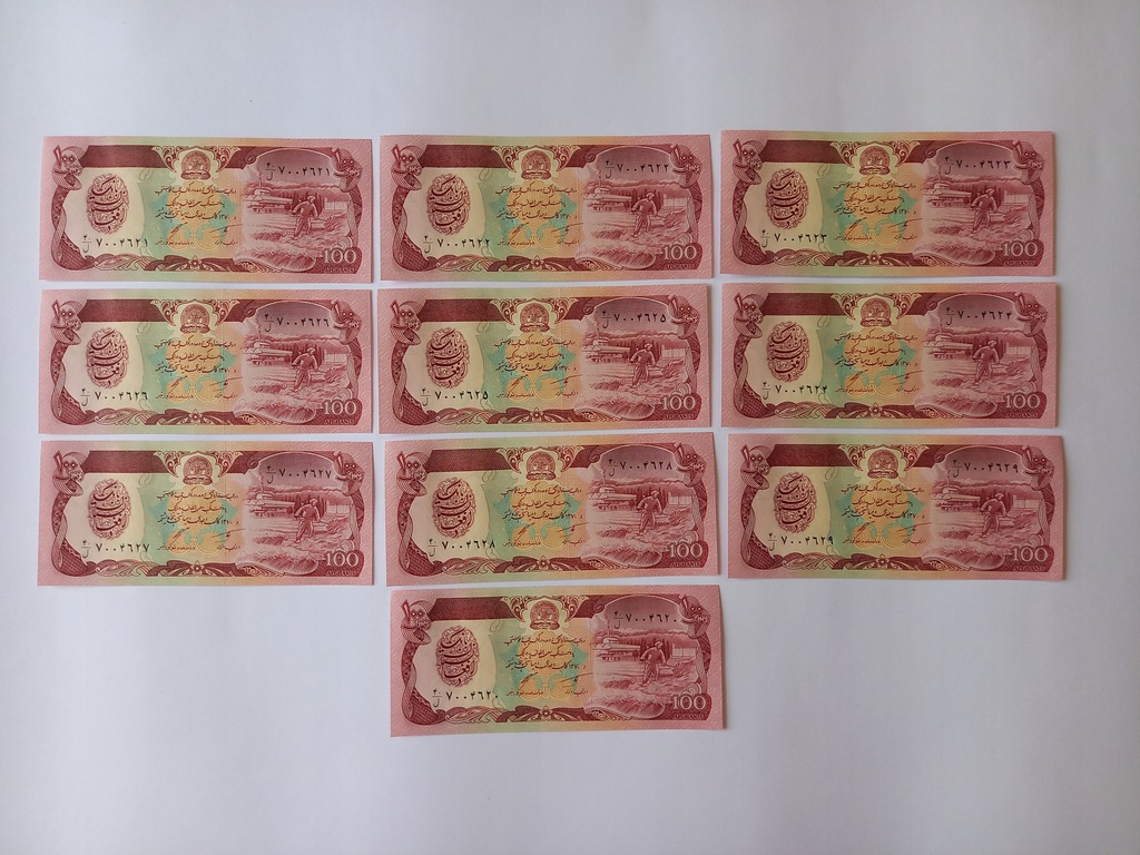 Afganistan, zestaw banknotów-10szt. St.1