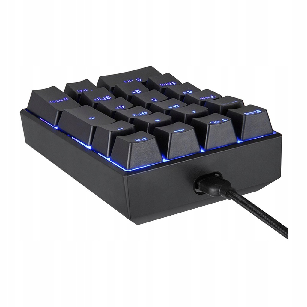 K23 Mini Numpad Compact Type C Wired 21 Keys Blue LED Backlit Red Switches