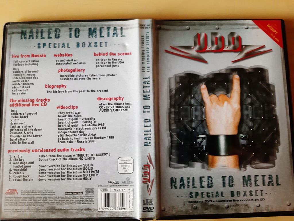 U.D.O. Nailed to metal DVD+CD