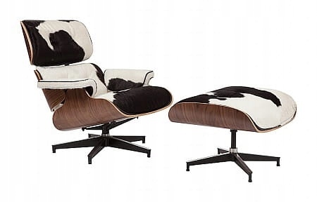 Czarno biały Fotel Lounge Chair Z Włosiem Pony