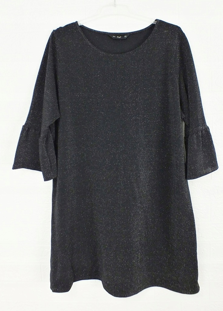 96. F&F Brokatowa sukienka czarna 50 52