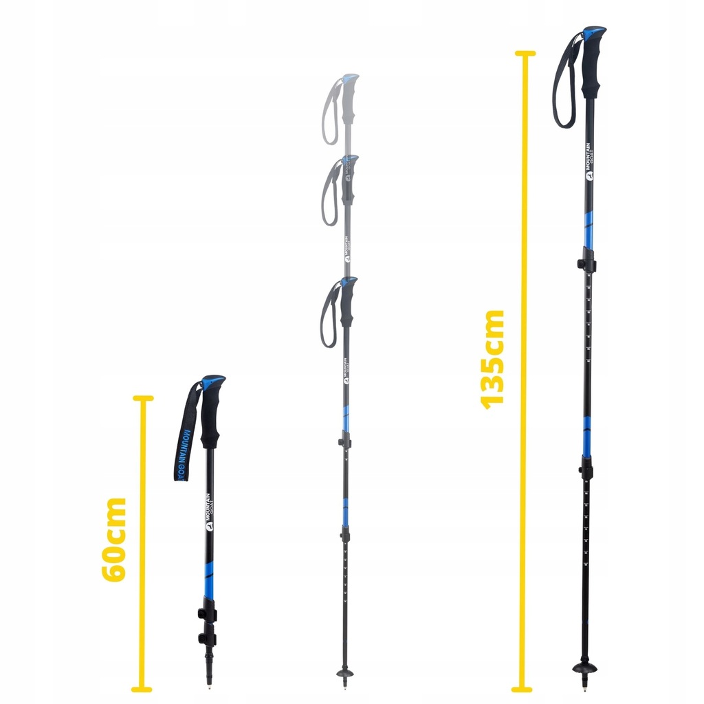 Kijki trekkingowe REGULOWANE 43-130 cm niebieskie