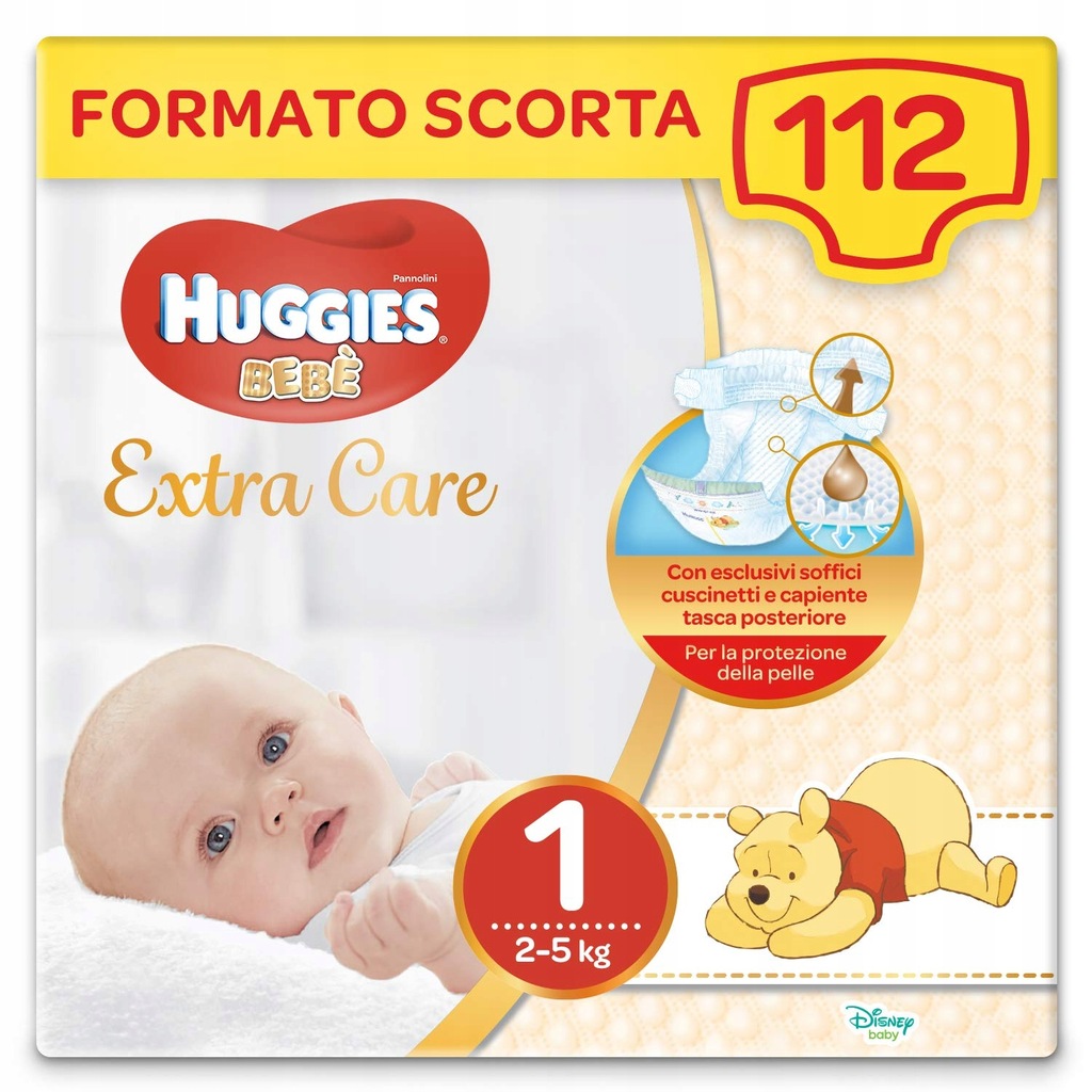 Huggies Bebe Extra Care 1 Pieluchy 2-5 kg 112 szt