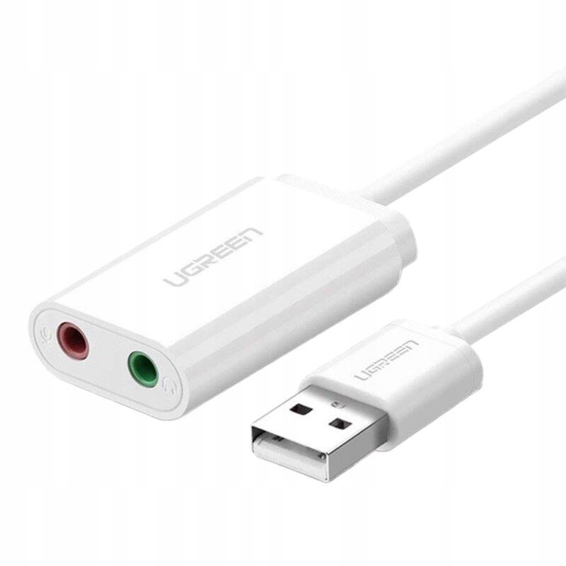 Zewnętrzna karta dźwiękowa USB UGREEN US205 15cm (biały)