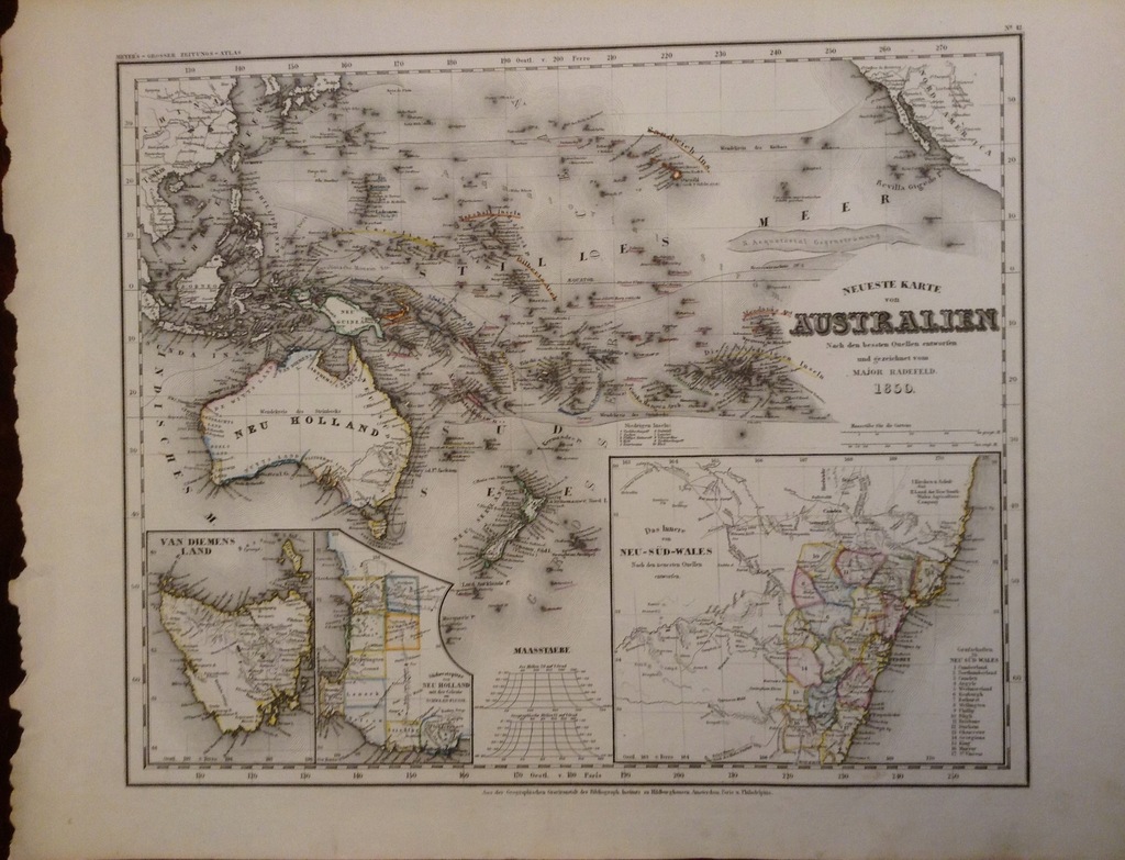 Antyk - mapa Neueste Karte von Austrailen 1850