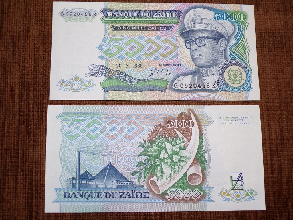 233.ZAIR 5000 ZAIRES UNC