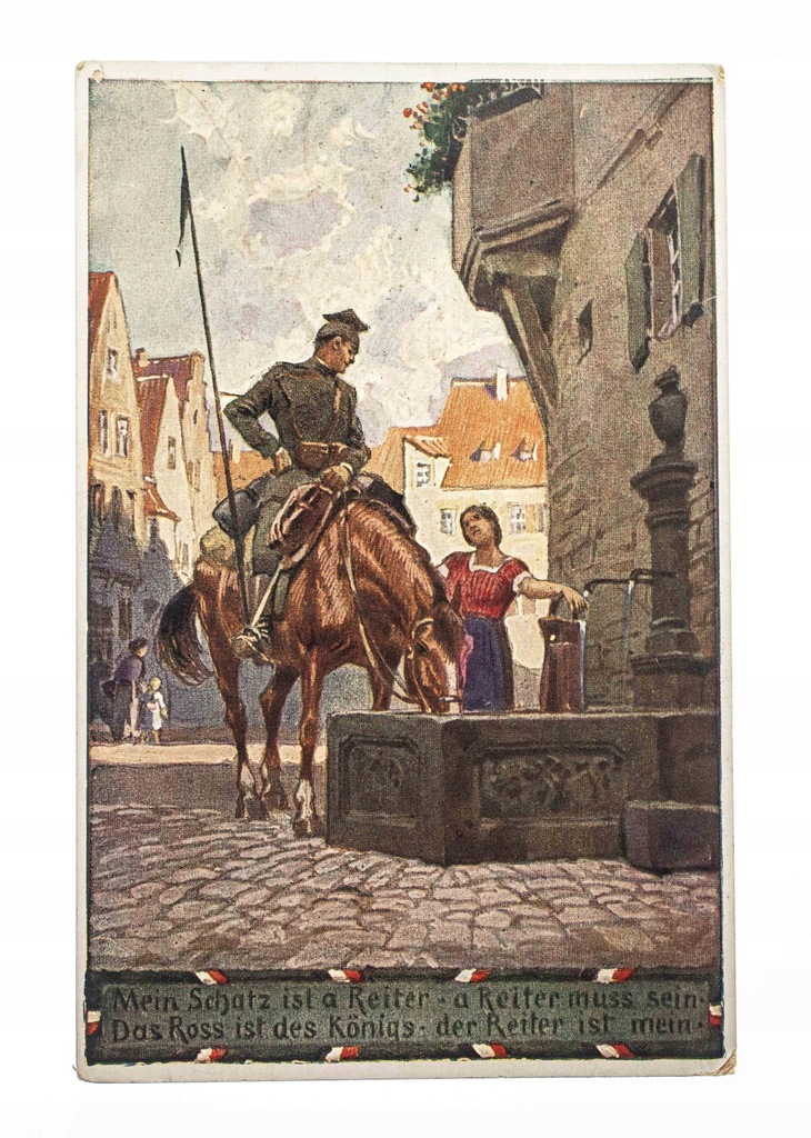 STARA POCZTÓWKA ŻOŁNIERZ NA KONIU, LIPIA GÓRA 1917