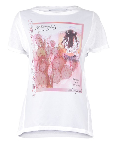 Damska koszulka t-shirt Only Cloud Dancer Print L