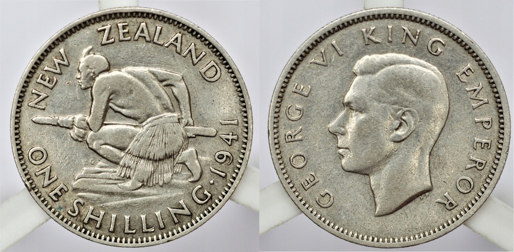 NOWA ZELANDIA - 1 Shilling 1941 Georg VI SREBRO