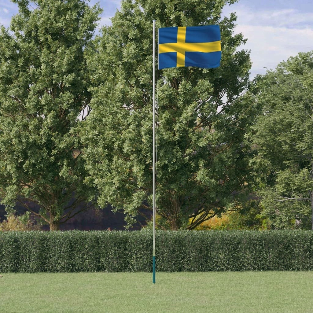 Stylowe Meble Domowe Flaga Szwecji z masztem, 6,23 m, aluminium