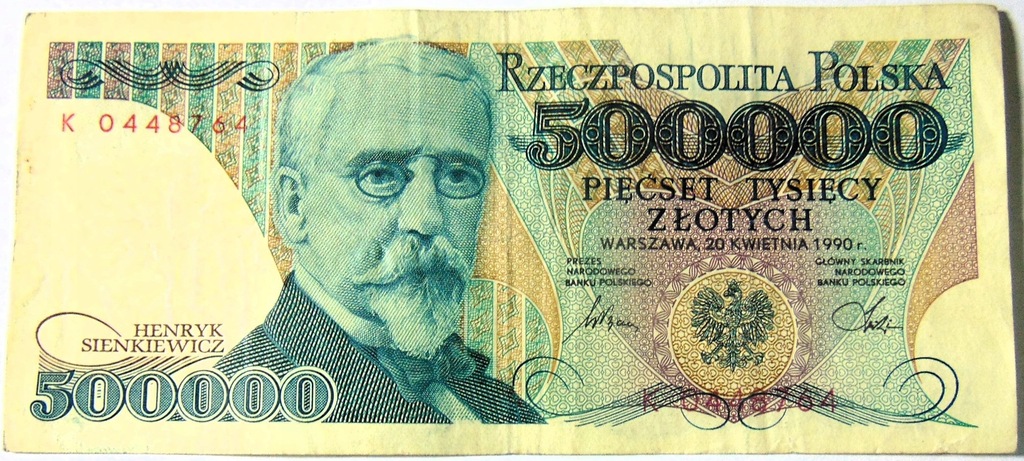 1990 500000 zł złotych Sienkiewicz seria K